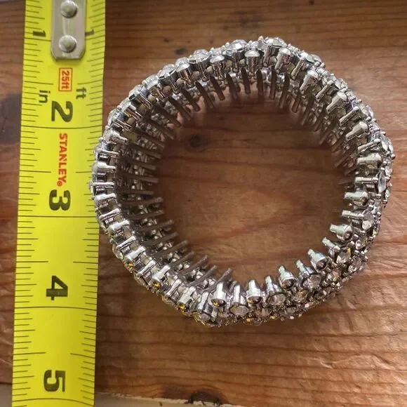 💛 Vintage Rhinestone Crystal Stretch Bracelet - Picture 4 of 5